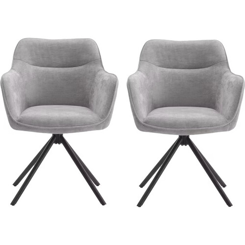 Tweedekans Criks Design Preston Draaibare Eetkamerstoel - 80,5x58x59 cm - Zwarte Poten - Set van 2 Tweedehands