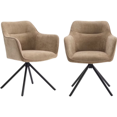 Tweedekans Criks Design Preston Draaibare Eetkamerstoelen Taupe - 80,5 x 58 x 59 cm - Set van 2 Tweedehands