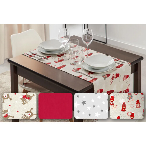 Tweedekans Dekor Feestelijke tafelloper met kerstprints - Grijs Tweedehands