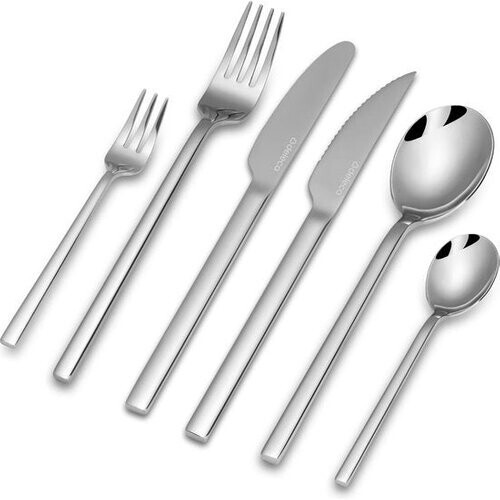 Tweedekans Deleca 6 Persoons Luxe Bestekset Amara - Lepels, Messen, Vorken, Steakmessen & Gebaksvorkjes - Vaatwasserbestendig Bestek - Zilver / Edelstaal Tweedehands