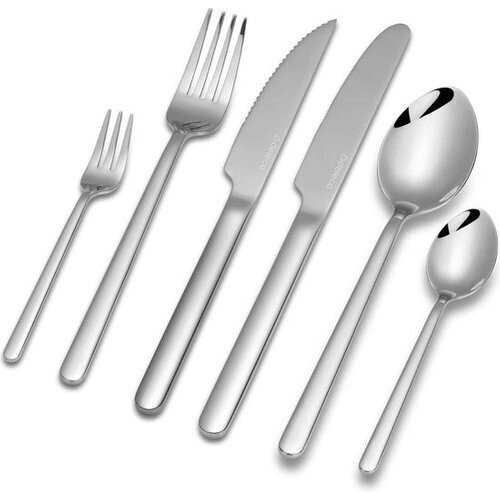 Tweedekans Deleca 6 Persoons Luxe Bestekset Velora - Lepels, Messen, Vorken, Steakmessen & Gebaksvorkjes - Vaatwasserbestendig Bestek - Zilver / Edelstaal Tweedehands