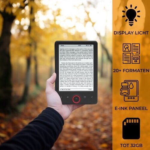 Tweedekans Denver E Reader 6 inch - Display Verlichting - E book Reader - E Ink - Ondersteuning tot 32GB - EBO635L - Zwart Tweedehands