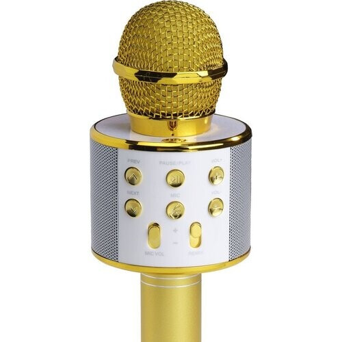 Tweedekans Denver Karaoke Microfoon Bluetooth - Draadloos - Karaoke Set - Ingebouwde Speaker - AUX - MicroSD - KMS20 - Goud Tweedehands