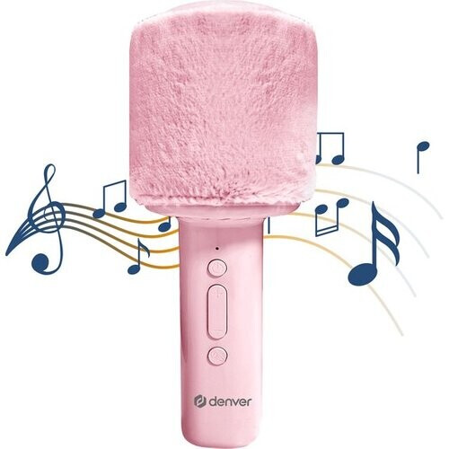 Tweedekans Denver Karaoke Microfoon Bluetooth – Draadloos – Speaker met Fluffy Afwerking – Karaoke Set – AUX - MicroSD – KMS30RO Tweedehands
