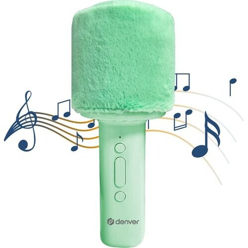 Tweedekans Denver Karaoke Microfoon Bluetooth – Draadloos – Speaker met Fluffy Afwerking – Karaoke Set – AUX - MicroSD – KMS30GN Tweedehands