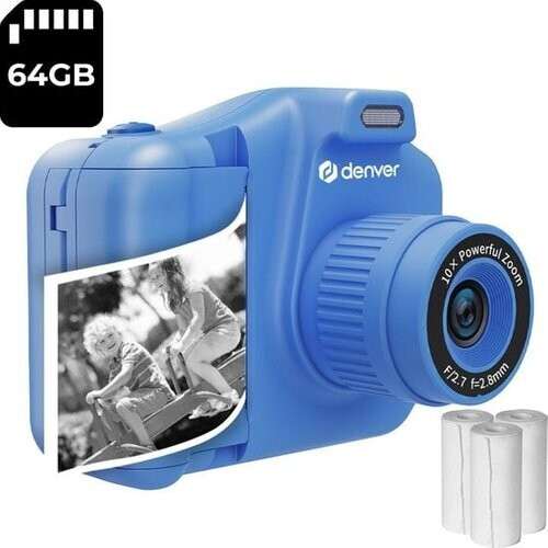 Tweedekans Denver Kindercamera Full HD met Printer - Selfie Camera - 48MP - Digitale Camera Kinderen - Foto en Video - Spelletjes - KPC1370 - Blauw Tweedehands