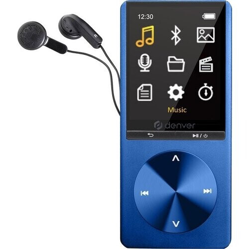 Tweedekans Denver MP3 / MP4 Speler - Bluetooth - USB - Shuffle - Uitbreidbaar Geheugen tot 128 GB - Incl. Oordopjes - Voice recorder - Dicatafoon - MP1820 - Blauw Tweedehands