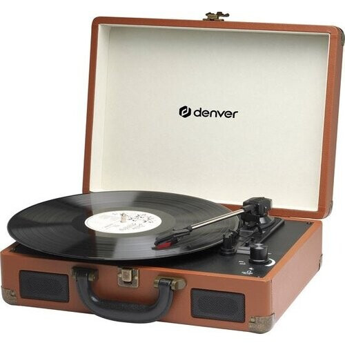 Tweedekans Denver Platenspeler - Ingebouwde Speakers - Incl. PC Software - Auto-stop - Retro - VPL120 - Bruin Tweedehands