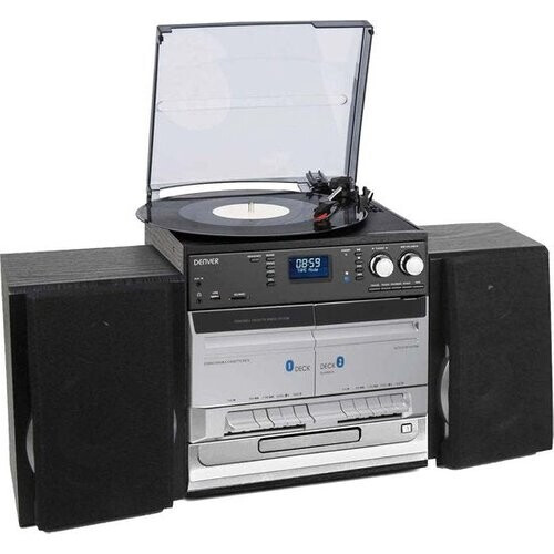 Tweedekans Denver Retro Platenspeler met Speakers - DAB Radio CD Speler - Dubbele Cassette - FM Radio - Hout - MRD166 Tweedehands