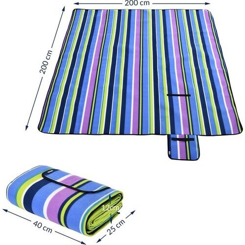 Tweedekans DETEX Picknickkleed 200x200cm XXL Waterdicht Geïsoleerd Opvouwbaar Strepen Tweedehands