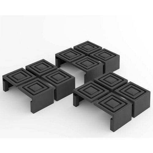 Tweedekans Deuba - 12x Vloerbeschermer - Anti Kras - Rubber - Zwart Tweedehands