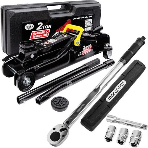 Tweedekans Deuba Hydraulische Krik 2-delige Set incl. Rubber Pad Momentsleutel 1/2"40-210Nm Tweedehands