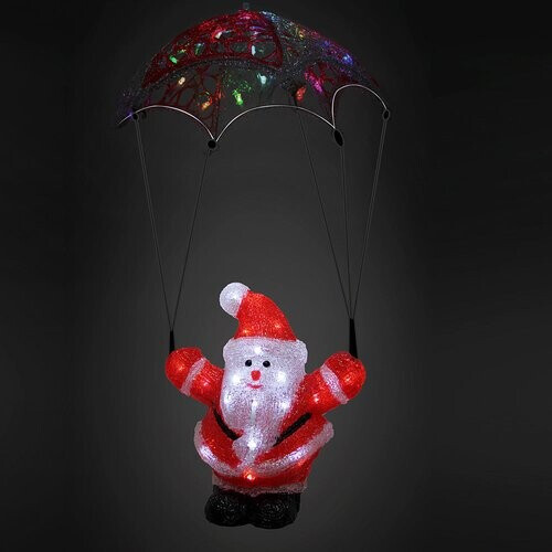 Tweedekans Deuba Kerstfiguur Kerstman Parachute - LED Acryl 31cm –Wit Licht Tweedehands