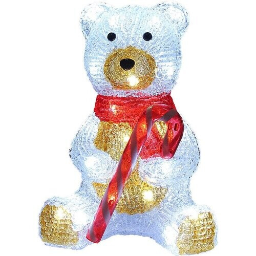 Tweedekans Deuba Kerstfiguur Teddy - LED Acryl 25cm Binnen Buiten – Wit Licht Tweedehands