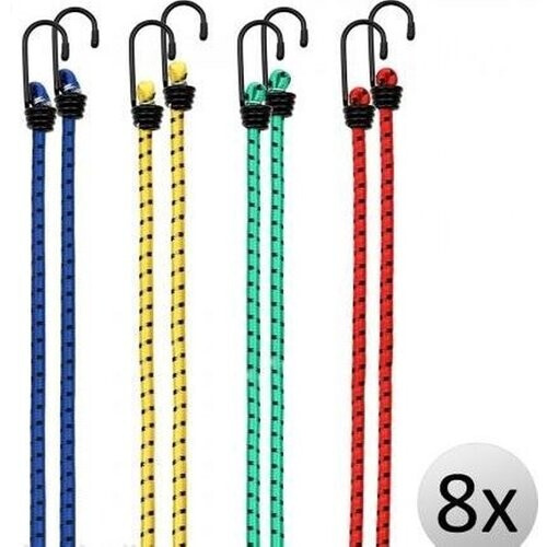 Tweedekans Deuba Rubberen Spanbanden - Set van 8 40-100cm Haken - Multicolor Tweedehands