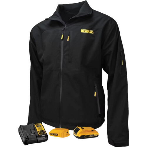 Tweedekans DeWalt Softshell Verwarmd Jack – Voorzien Van Drie Verwarmingszones En Waterdichte Ritsen En Verlengde Achterkant – Voor Bouw En Outdoor – Zwart Textiel – Maat XL Tweedehands