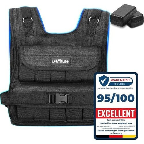 Tweedekans DH FitLife Verstelbaar Gewichtsvest 20 KG, Compact en Stabiel voor Spieropbouw en Krachttraining, Verzwaarde vest, Hardloopvest voor Dames en Heren, Fitnessvest, Trainingsvest Tweedehands