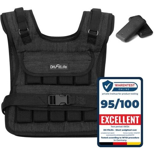 Tweedekans DH FitLife Verstelbaar Gewichtsvest 20 KG, Compact en Stabiel voor Spieropbouw en Krachttraining, Verzwaarde vest, Hardloopvest voor Dames en Heren, Fitnessvest, Trainingsvest Tweedehands