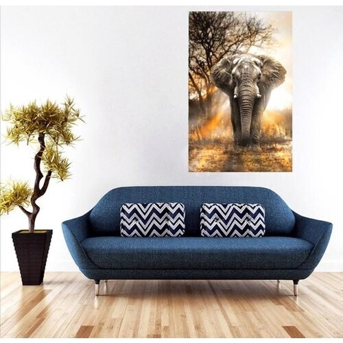 Tweedekans Diamond painting - Olifant in schemer - 40 x 50 cm - Volwassenen - Kinderen - Ronde steentjes - Diamant schilderen - Zelf schilderijen maken - Hobby - Volledig Tweedehands