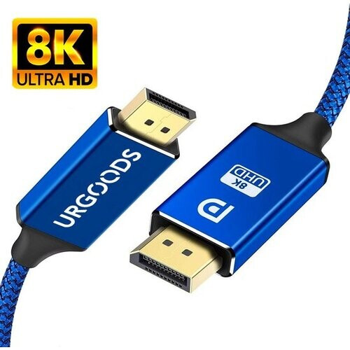 Tweedekans Displayport Kabel 1.4 - DP Kabel 8K - 24K Gold Plated - 1.8 Meter - Blauw Tweedehands