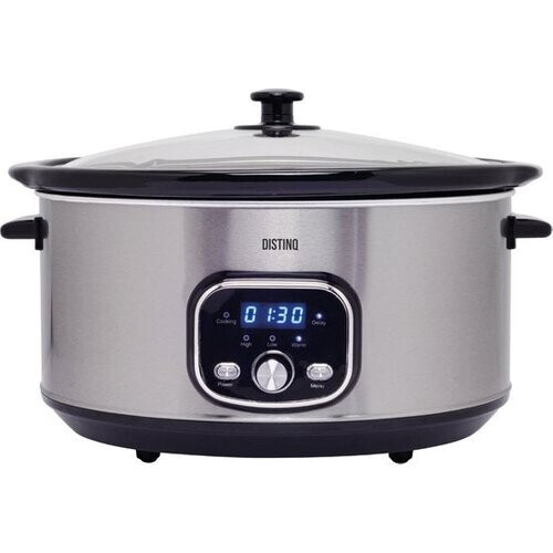 Tweedekans DistinQ Slowcooker - 8 Liter - 320 Watt - Warmhoudfunctie - Keramische Binnenpan - Zilver Tweedehands