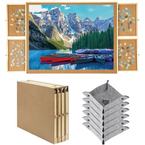 Tweedekans DIYDash Puzzeltafel XXL Volledig Inklapbaar - 1500 Stukjes - Mat - Bord - Plaat - Plank - Deluxe - Rolmat - Kleed - Voor Legpuzzels - 1000 Tweedehands