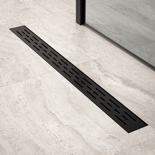 Tweedekans Douchegoot - 80cm - Mat Zwart - Standaard rooster- RVS - Met Flens Tweedehands