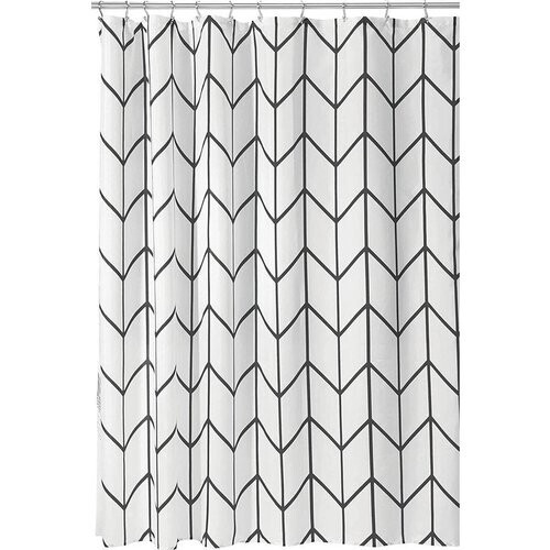 Tweedekans Douchegordijn Badkamer Accessoires - Visgraad - Zwart/Wit- 180x200 cm Tweedehands