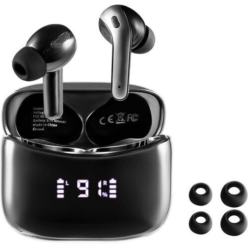 Tweedekans Draadloze oordopjes - BT 5.3 en Noise Cancelling - Bluetooth Oortjes - USB-C Oplaadcase - tot 20 uur Accu - Zwart - van Saaf Tweedehands