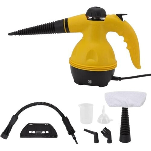 Tweedekans Draagbare Stoomreiniger Handstoomreiniger – 1000 Watt – Voorzien Van Veiligheidsslot En 1000W Vermogen En Ergonomisch Handvat – Voor Vloeren En Tapijt En Bekleding – Geel En Zwart Kunststof Tweedehands