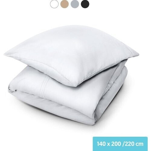 Tweedekans Dreamlab Dekbedovertrek set - 140 x 200/220 cm - Beddengoed met kussensloop - Een persoons - Vier seizoenen - Microvezel - Wit Tweedehands