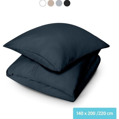 Tweedekans Dreamlab Dekbedovertrek set - 140 x 200/220 cm - Beddengoed met kussensloop - Een persoons - Vier seizoenen - Microvezel - Zwart Tweedehands