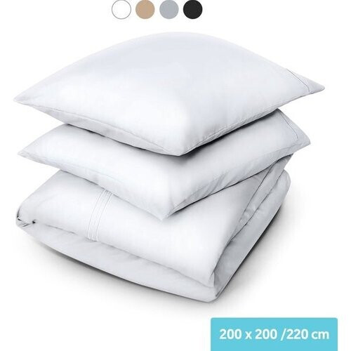 Tweedekans Dreamlab Dekbedovertrek set - 200 x 200/220 cm - Beddengoed met kussensloop - Twee persoons - Vier seizoenen - Microvezel - Wit