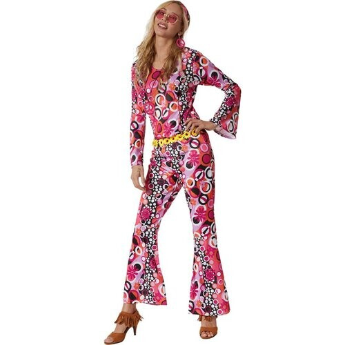 Tweedekans dressforfun - dameskostuum hippie flowerpower - XL - Verkleedkleding carnaval - Halloween - Verkleden - Feestkleding - Carnavalskleding - Feest - Partykleding Tweedehands