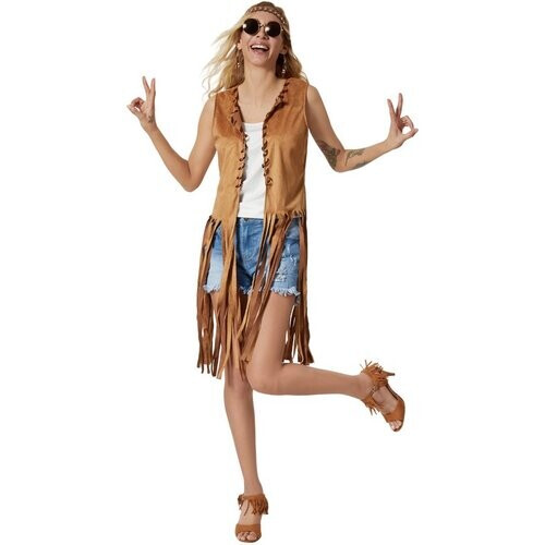 Tweedekans dressforfun - dameskostuum hippie vest - XL - Verkleedkleding carnaval - Halloween - Verkleden - Feestkleding - Carnavalskleding - Feest - Partykleding Tweedehands