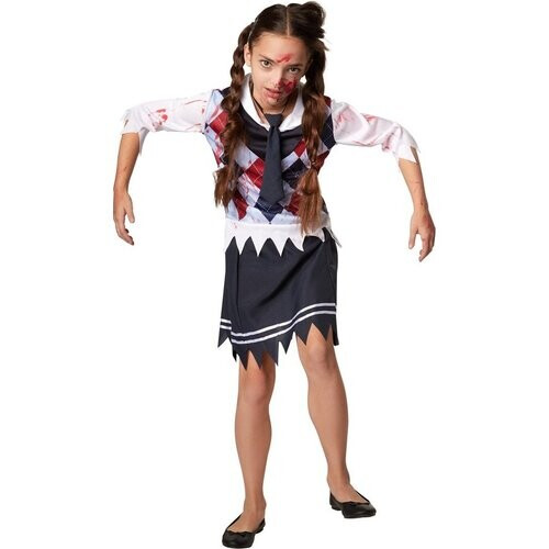 Tweedekans dressforfun - Griezelig schoolmeisje 158 (vanaf 12 jaar) - verkleedkleding kostuum halloween verkleden feestkleding carnavalskleding carnaval feestkledij partykleding - 302209 Tweedehands