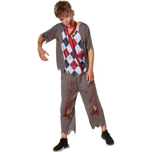 Tweedekans dressforfun - Griezelige schooljongen 128 (7-8y) - verkleedkleding kostuum halloween verkleden feestkleding carnavalskleding carnaval feestkledij partykleding - 302221 Tweedehands