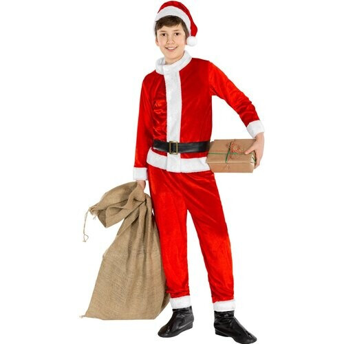 Tweedekans Dressforfun - Jongenskostuum Sint-Niklaas 10-12 jaar - Volledig Kostuum met Puntmuts, Bovendeel, Broek, Gordel en Laarsovertrekken – Maat 140 Tweedehands