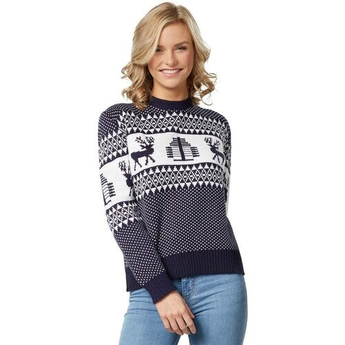 Tweedekans Dressforfun Kersttrui Winterwonderland blauw-wit voor vrouwen S - verkleedkleding kostuum halloween verkleden feestkleding carnavalskleding carnaval feestkledij partykleding - 303350 Tweedehands