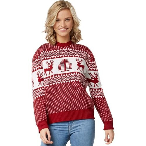 Tweedekans Dressforfun Kersttrui Winterwonderland rood-wit voor vrouwen S - verkleedkleding kostuum halloween verkleden feestkleding carnavalskleding carnaval feestkledij partykleding - 303355 Tweedehands