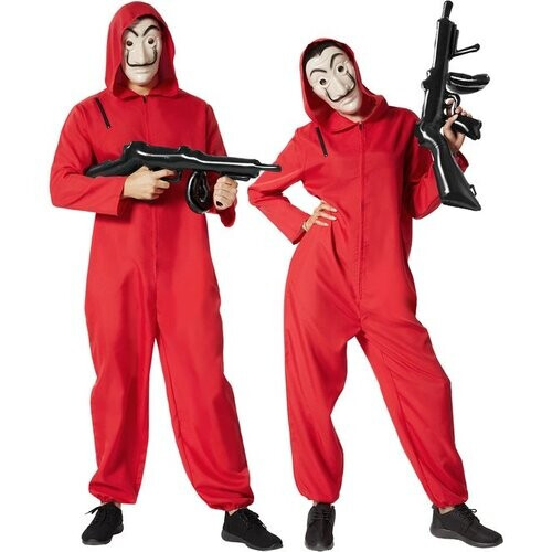 Tweedekans Dressforfun La Casa de Papel - Money Heist - unisexkostuum gemaskerde bankovervallers - M - Verkleedkleding carnaval - Halloween - Verkleden - Feestkleding - Carnavalskleding - Feest - Partykleding Tweedehands