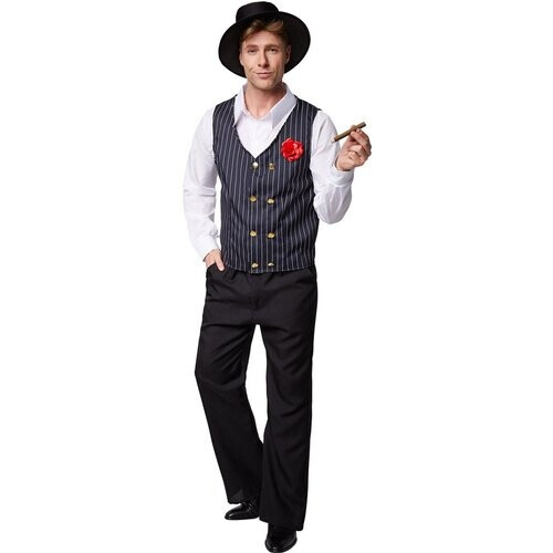 Tweedekans Dressforfun - Mannenkostuum Charleston - Klassiek Charleston-kostuum met jas, hemd, broek & hoed voor Carnaval, Themafeesten & 20's Roaring Twenties - Maat XXL Tweedehands