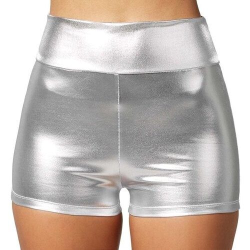 Tweedekans Dressforfun Metallic hotpants zilver L - verkleedkleding kostuum halloween verkleden feestkleding carnavalskleding carnaval feestkledij partykleding - 303574 Tweedehands