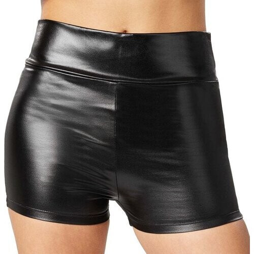 Tweedekans Dressforfun Metallic hotpants zwart L - verkleedkleding kostuum halloween verkleden feestkleding carnavalskleding carnaval feestkledij partykleding - 303579 Tweedehands