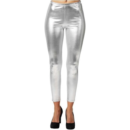 Tweedekans dressforfun - Metallic legging zilver XXL - verkleedkleding kostuum halloween verkleden feestkleding carnavalskleding carnaval feestkledij partykleding - 303601 Tweedehands