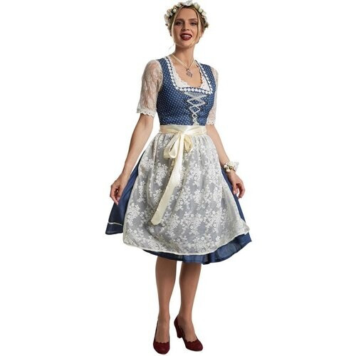 Tweedekans Dressforfun Midi-Dirndl Kleinwalsertal model 2 L - verkleedkleding kostuum halloween verkleden feestkleding carnavalskleding carnaval feestkledij partykleding - 304642 Tweedehands