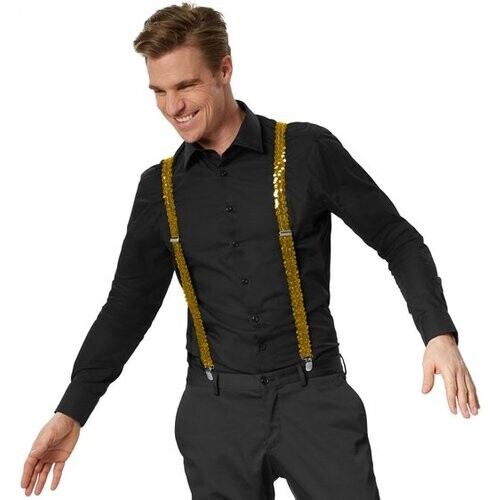 Tweedekans dressforfun - pailletten-bretels - goud - Verkleedkleding carnaval - Halloween - Verkleden - Feestkleding - Carnavalskleding - Feest - Partykleding Tweedehands