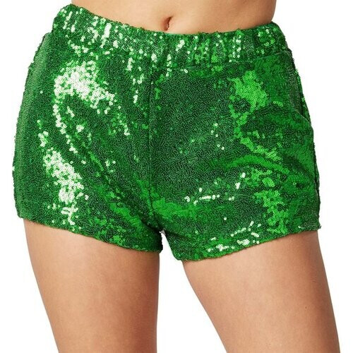 Tweedekans Dressforfun Pailletten-short groen L - verkleedkleding kostuum halloween verkleden feestkleding carnavalskleding carnaval feestkledij partykleding - 303903 Tweedehands