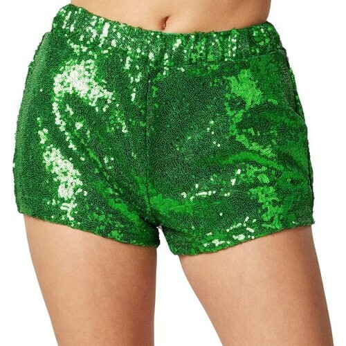 Tweedekans Dressforfun Pailletten-short groen M - verkleedkleding kostuum halloween verkleden feestkleding carnavalskleding carnaval feestkledij partykleding - 303902 Tweedehands