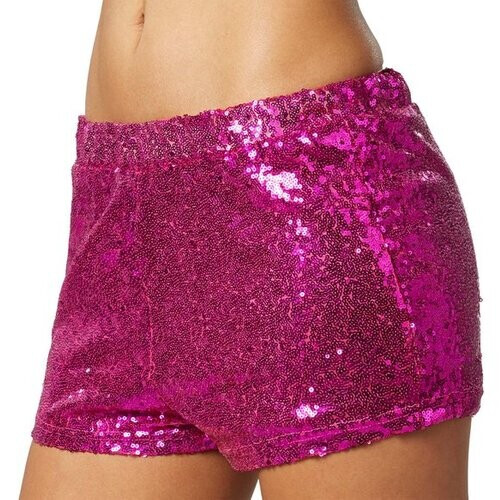 Tweedekans Dressforfun Pailletten-short pink M - verkleedkleding kostuum halloween verkleden feestkleding carnavalskleding carnaval feestkledij partykleding - 303917 Tweedehands